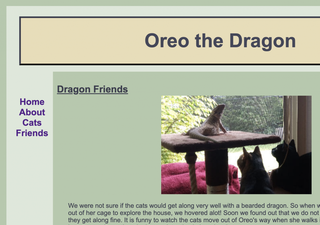 Screenshot of the cats on the Friends page of the Oreo website.